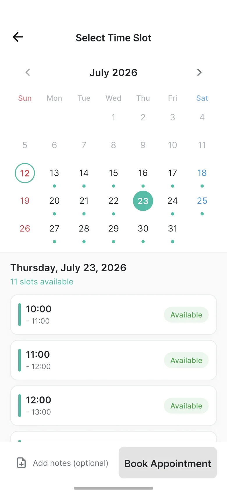 MIIN calendar booking